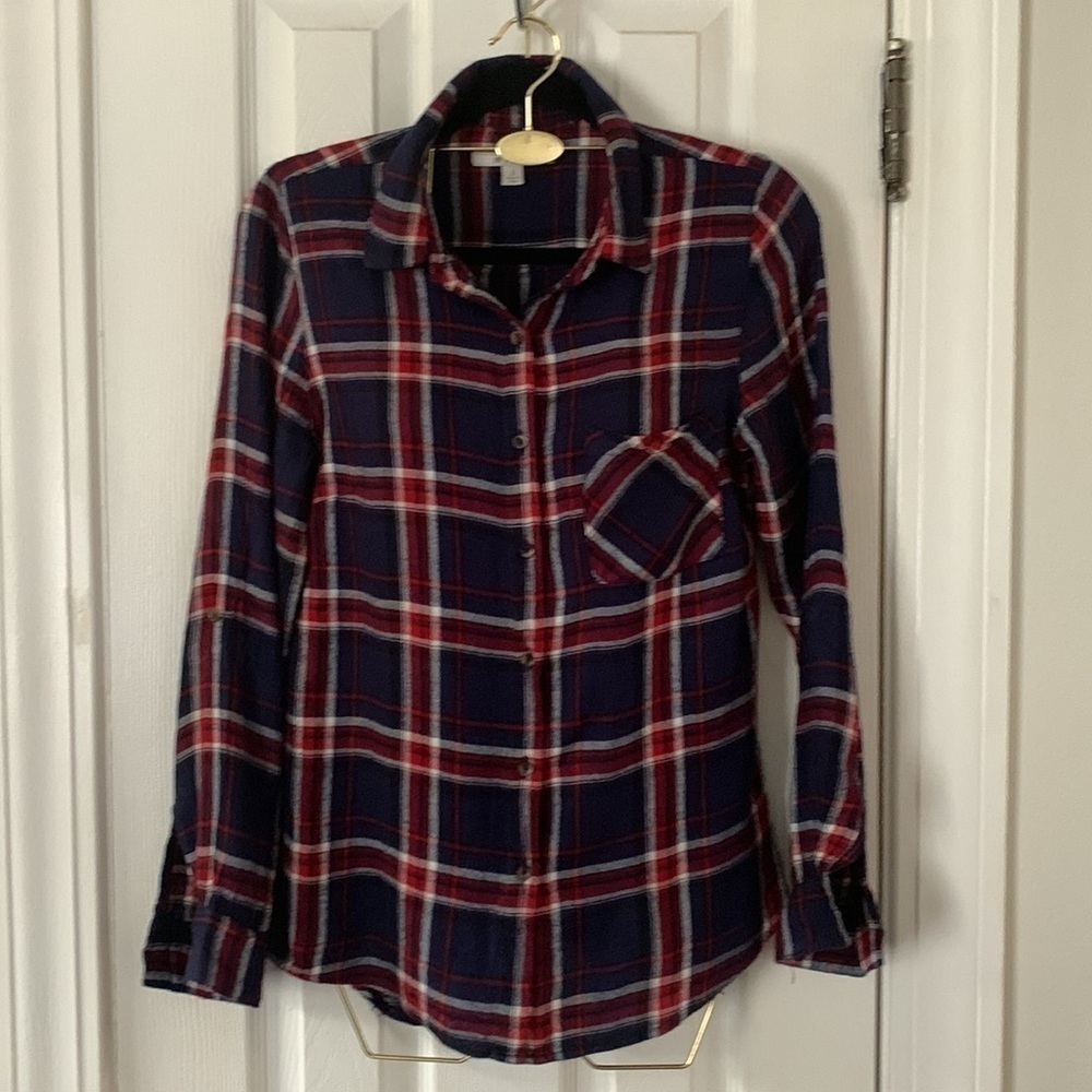 Miami Red & Blue Plaid Long Sleeve Shirt Size S #281